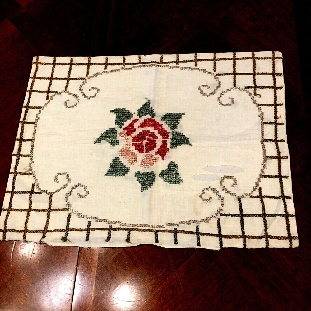 Antique Vintage Pillow Cover Embroidery Accent Pillow